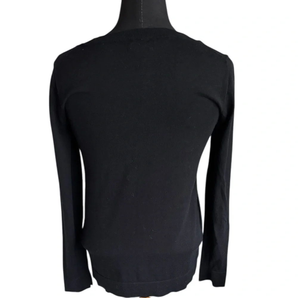 J. Crew Sweater Black Classic Top Crew Neck Basic 100% Cotton Size XS